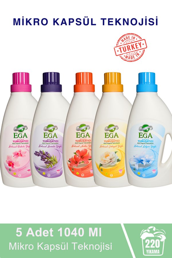 Ega Kimya Çamaşır Yumuşatıcısı 5 X 1040 ml Lilyum Lavanta Şakayık Amber Orkide
