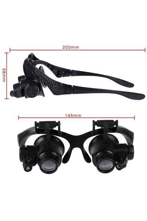 Gözlük Modeli̇ 10X 15X 20X 25X Lens 2 Led Işıklı Büyüteç Tdrtr