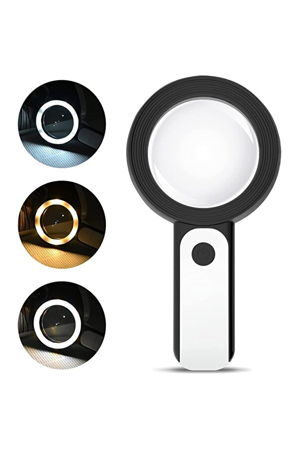 30X -12Işıklı Büyüteç Taşınabi̇li̇r Çıft Katmanlı Opti̇k Cam Okuma Büyüteç 2290-18 Tdrtr
