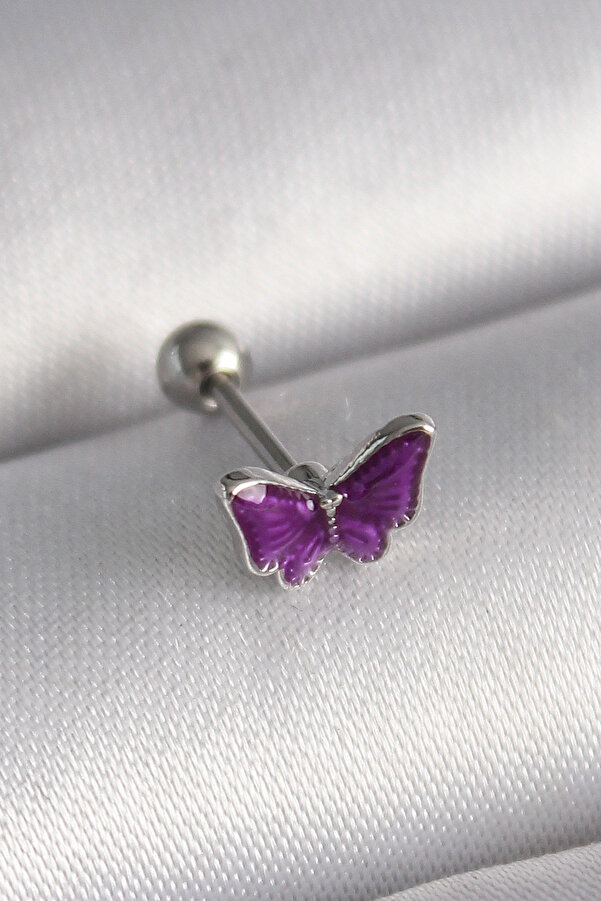 Evi̇mdeyokyok 316L Çeli̇k Gümüş Renk Mor Model Tragus Pi̇erci̇ng Tj-Pr1287