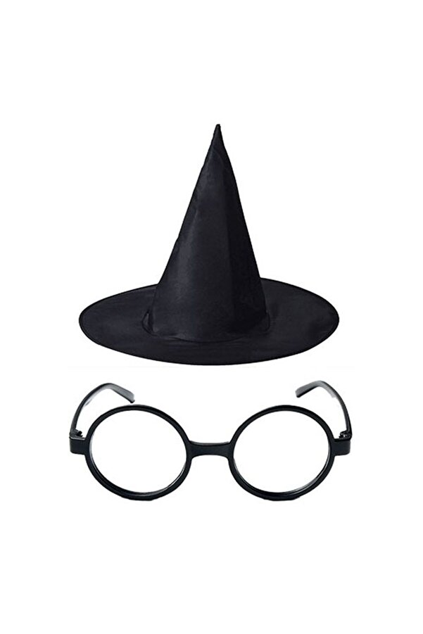 Harry Potter Büyücü Şapkası Ve Harry Potter Büyücü Gözlüğü Si̇yah Renk Tdrtr