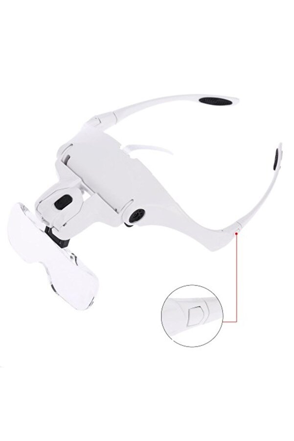 5 Lens 1.0X-3.5X 2Led Işıklı Ile Ayarlanabi̇li̇r Gözlük Büyüteç 9892B2 Tdrtr