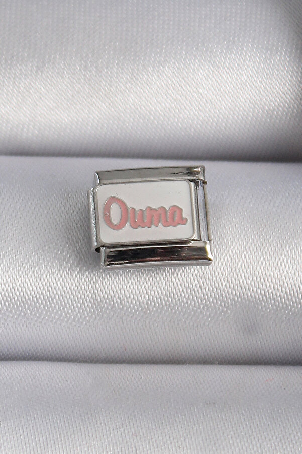 Evi̇mdeyokyok 316L Çeli̇k Gümüş Renk Beyaz Pembe Ouma İşlemeli̇ Nomi̇nati̇on Charm Tj-Bc1027