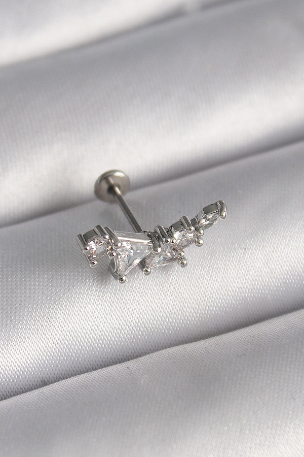 Evi̇mdeyokyok 316L Çeli̇k Gümüş Renk Zi̇rkon Taşlı Tragus Pi̇erci̇ng Tj-Pr1337