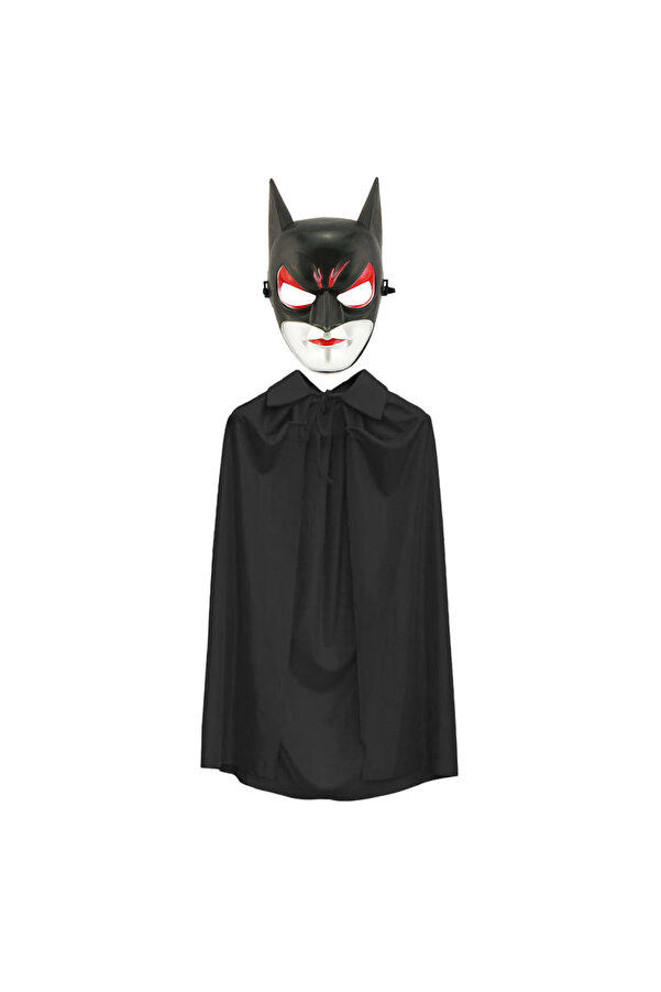 Batman Maskesi̇ Cat Woman Ve Batman Peleri̇ni̇ 90 Cm Si̇yah Renk Set Tdrtr