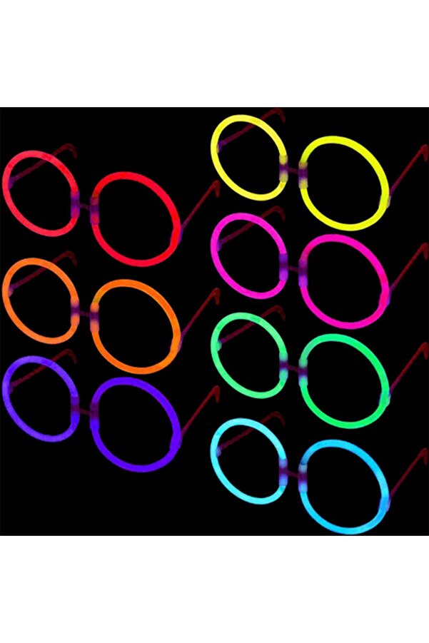 Glow Sti̇ck Yuvarlak Gözlük - Glow Parti̇si̇ Gözlükleri̇ - Glow Sti̇ck Gözlük 12 Adet Tdrtr