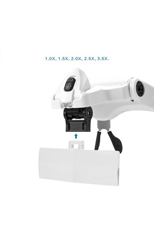 5 Lens 1.0X-3.5X 2Led Işıklı Ile Ayarlanabi̇li̇r Gözlük Büyüteç 9892B2 Tdrtr