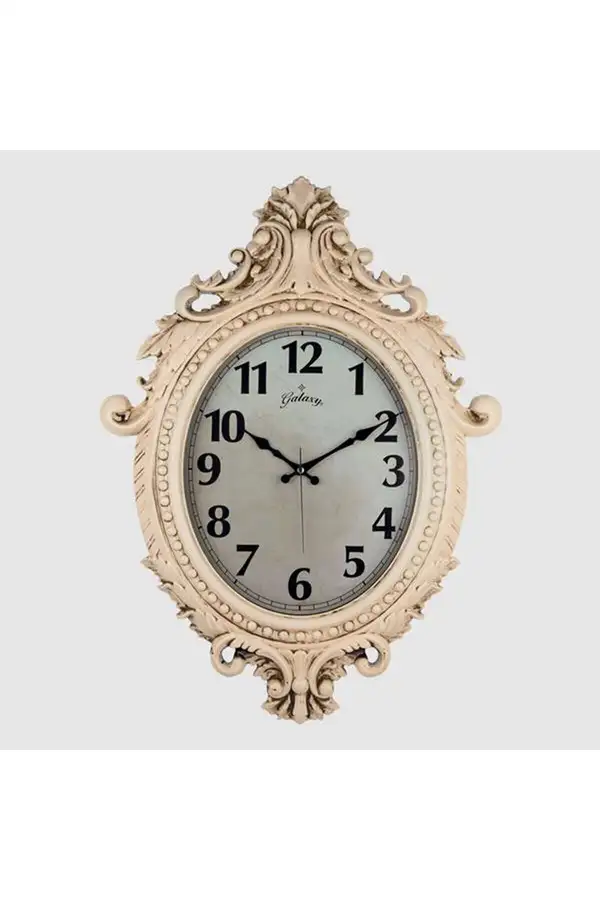 Msa-Shop Duvar Saati̇ Krem Çap73Cm X 54Cm Vi̇ntage Eksi̇tme Akar Sani̇ye, Abs Mi̇neral Cam