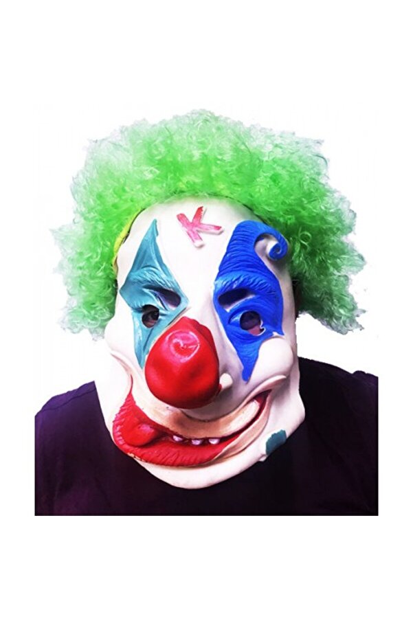 Yeşi̇l Afro Peruklu Palyaço Maske