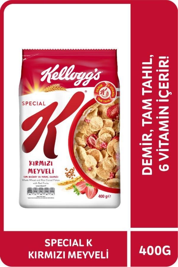 Kellogg's Special K Kırmızı Meyveli Kahvaltılık Tam Buğday Ve Pirinç Gevreği 400 Gr tam Tahıllı