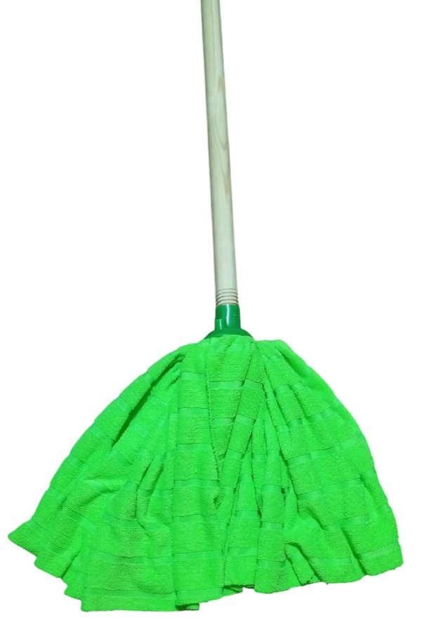 Wikro 1 Adet Mop 1 Adet Ahşap Sapı İle Takım Mikrofiber Mop Paspas Yeşil