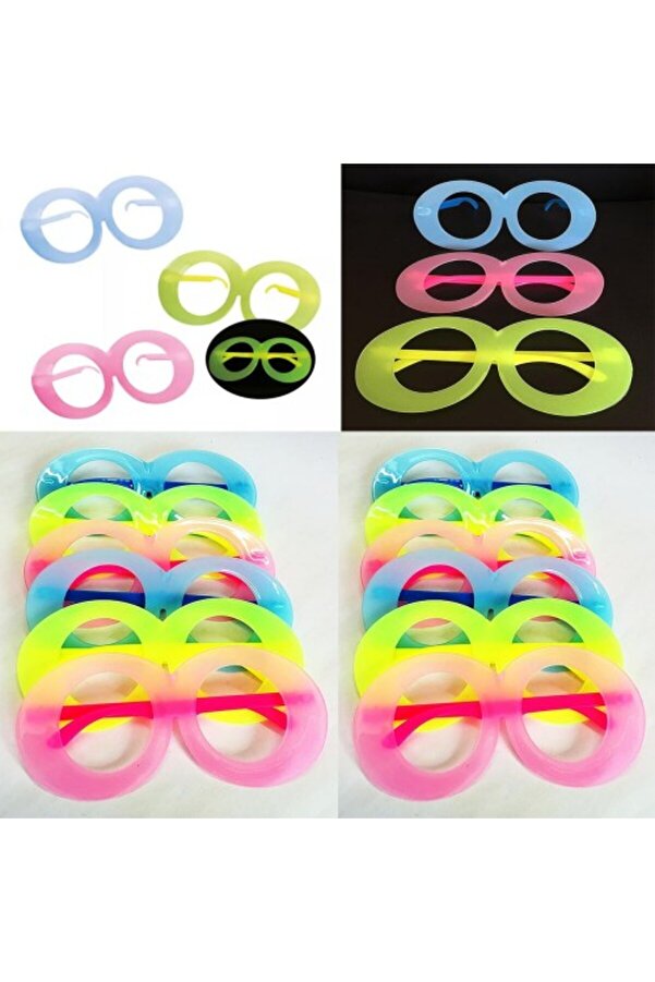 Fosforlu Oval Model Glow Parti̇ Gözlüğü 12 Adet
