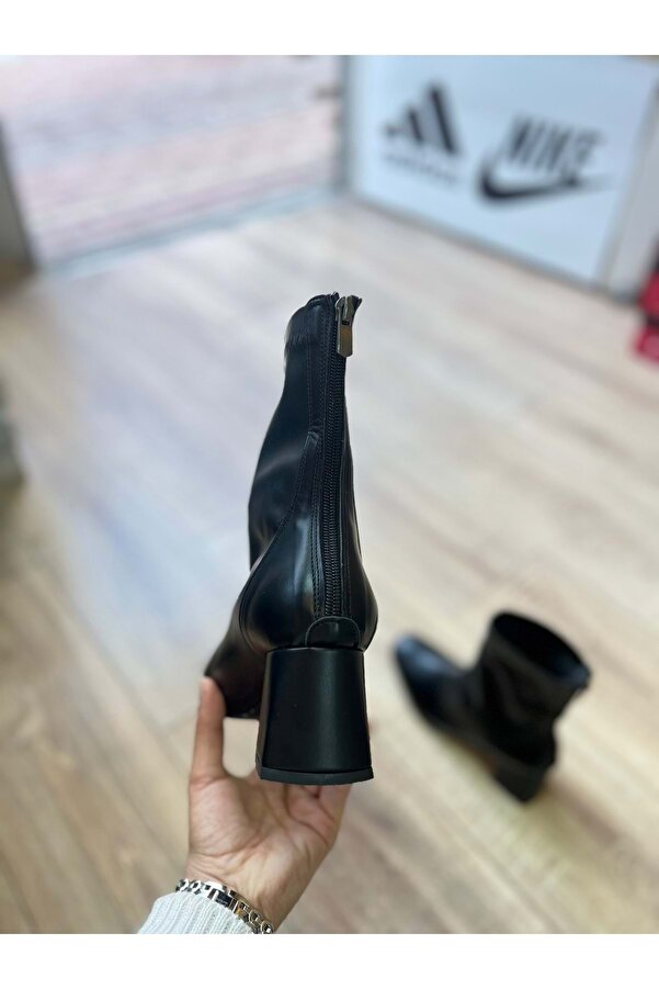 New Opti̇mal Kadın Streç Bot Topuklu Fermuarlı Küt Burun
