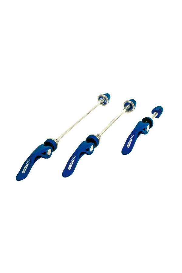 Genel Markalar Quick Release 3'lü Set QR Bisiklet Ön Arka Teker Mandalı Ve Sele Kelepçesi Seti Mavi