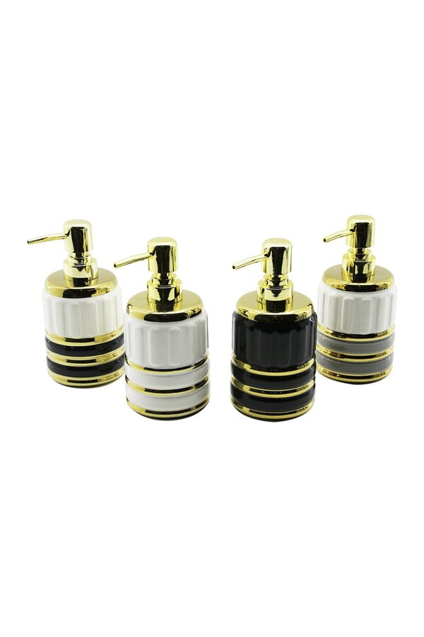 Go İthalat Şi̇şe Gold Kapak - Boğum Serami̇k Sıvı Sabunluk 7.5X10.5Cm (4457)