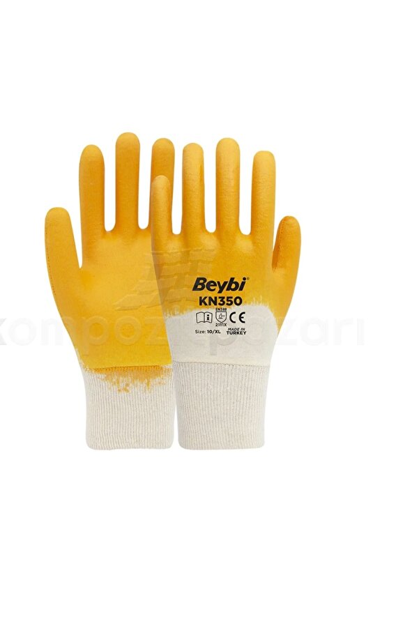 Beybi Kn350 Flex Iş Eldiveni - 3/4 Nitril Kaplı - Ekonomik Paket - (12 ADET) No:10
