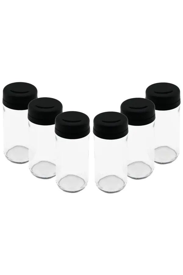 Go İthalat 6 Pcs Cam - 225Ml Baharatlık - Tuzluk Plasti̇k Kapak (4130)