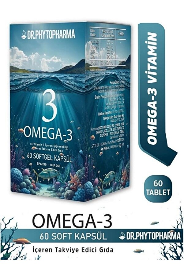 Dr Phytopharma Omega-3 Epa Dha Ve Vi̇tami̇n E İçeren 60Lı Softgel Kapsül