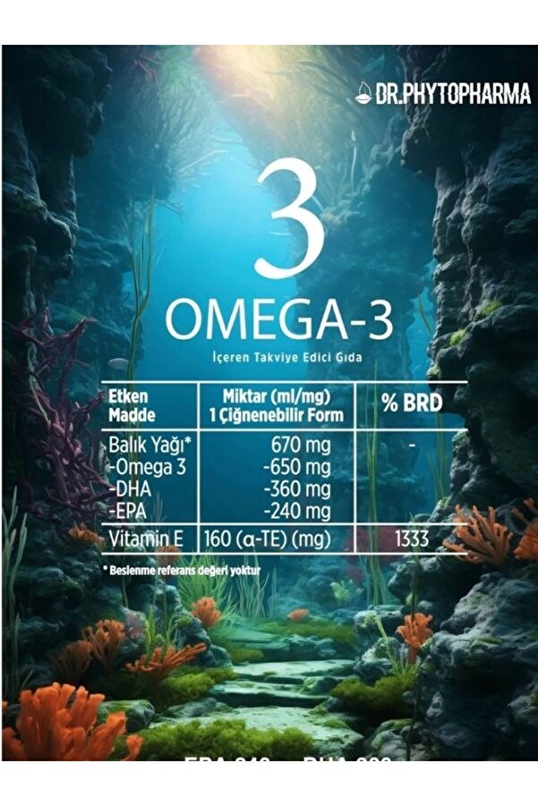 Dr Phytopharma Omega-3 Epa Dha Ve Vi̇tami̇n E İçeren 60Lı Softgel Kapsül