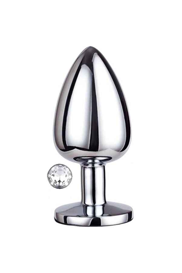 Erox Medi̇um Whi̇te Anal Play Jewellery Anal Metal Plug