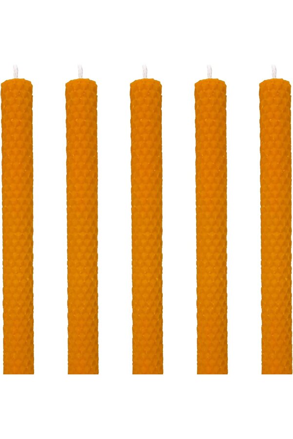 Snshop (5 Adet) Şamdan Mumu (21X2Cm) Doğal Petek Balmumu Seti̇ Beeswax Bal Mumu Mum Özel Dekorati̇f