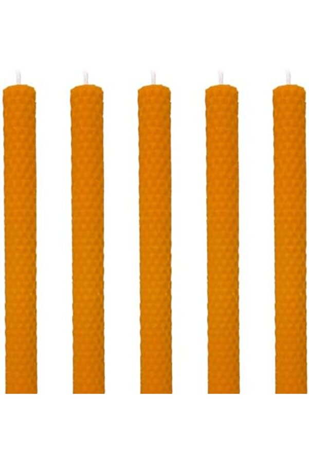 Snshop (5 Adet) Şamdan Mumu (21X2Cm) Doğal Petek Balmumu Seti̇ Beeswax Bal Mumu Mum Özel Dekorati̇f