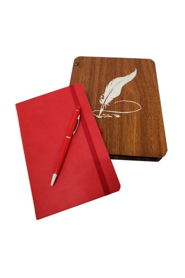 Dekorati̇f Hedi̇yeli̇k Ahşap Kutulu Defter Kalem