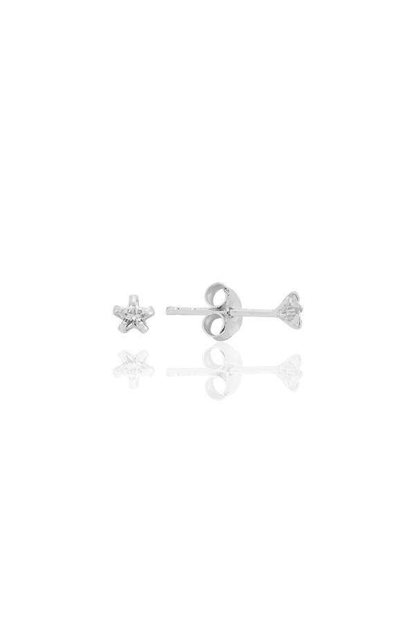 Söğütlü Silver Gümüş zirkon taşlı yıldız kesim 3 mm tektaş küpe SGTL12735RODAJ