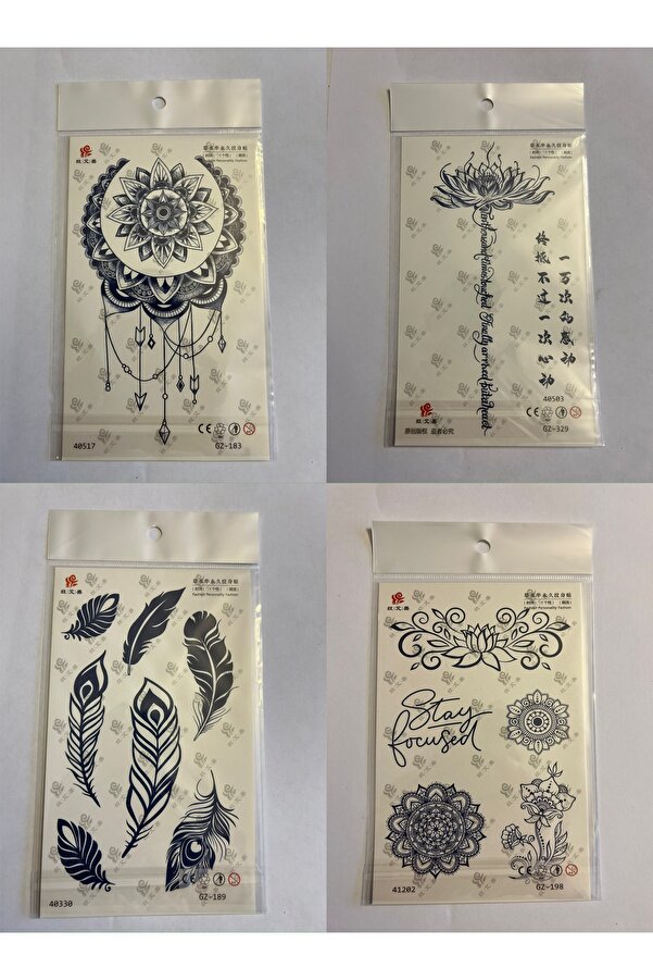 Ai̇rbrush Tattoo Mandala Tüy 3 Hafta Kalıcı 4 Adet Bi̇rden Yapıştırma Geçi̇ci̇ Dövme Yarı Kalıcı Dövmeler