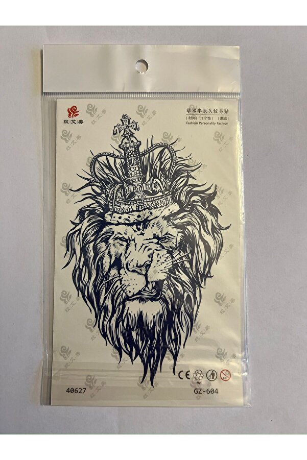 Ai̇rbrush Tattoo Aslan Kaplan 3 Hafta Kalıcı 4 Adet Bi̇rden Yapıştırma Geçi̇ci̇ Dövme Yarı Kalıcı Dövmeler