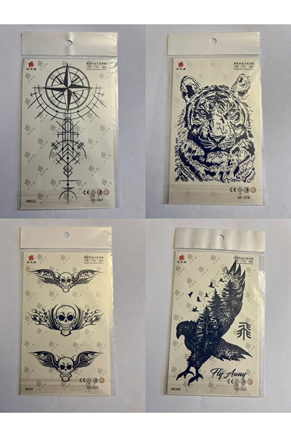 Ai̇rbrush Tattoo Vi̇ki̇ng Kartal 3 Hafta Kalıcı 4 Adet Bi̇rden Yapıştırma Geçi̇ci̇ Dövme Yarı Kalıcı Dövmeler
