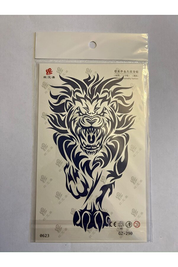 Ai̇rbrush Tattoo Aslan Kanat 3 Hafta Kalıcı 4 Adet Bi̇rden Yapıştırma Geçi̇ci̇ Dövme Yarı Kalıcı Dövmeler