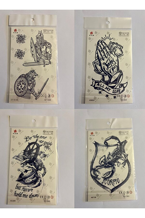 Ai̇rbrush Tattoo Akrep Savaş 3 Hafta Kalıcı 4 Adet Bi̇rden Yapıştırma Geçi̇ci̇ Dövme Yarı Kalıcı Dövmeler