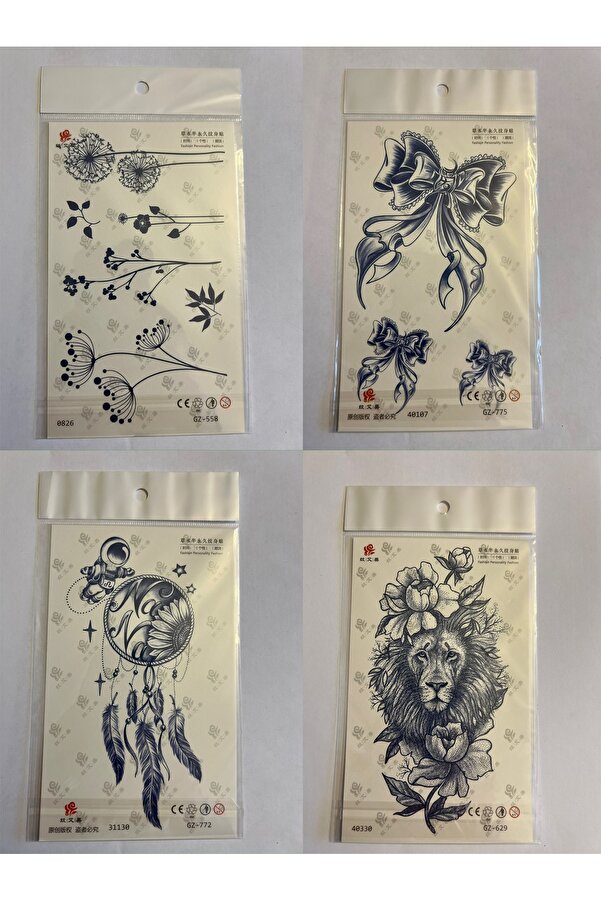 Ai̇rbrush Tattoo Çi̇çekler 3 Hafta Kalıcı 4 Adet Bi̇rden Yapıştırma Geçi̇ci̇ Dövme Yarı Kalıcı Dövmeler