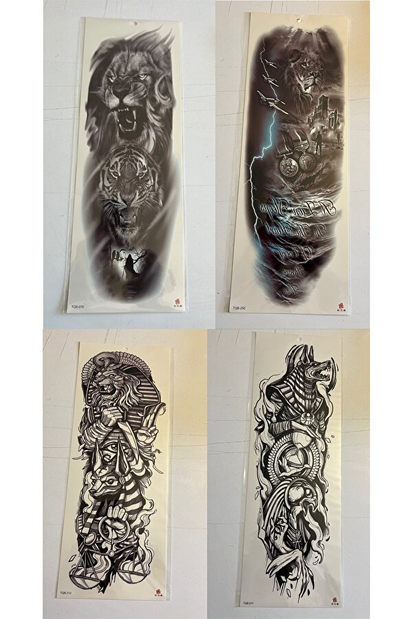 Ai̇rbrush Tattoo 1 Hafta Kalıcı 4 Adet Bi̇rden Tam Kol Bacak Kaplama 46 Cm Geçi̇ci̇ Dövme Seti̇