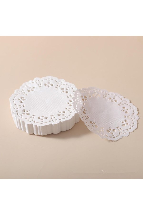 Dekals 100 Adet Kağıt Dantel Bardak Altlığı Çay Bardağı Altı Sunum Kağıdı I 9 Cm/