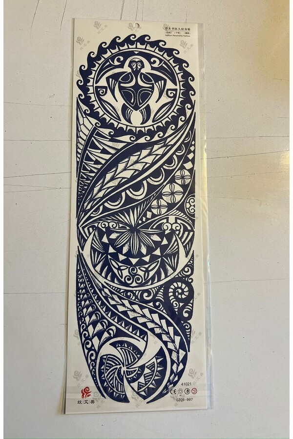 Ai̇rbrush Tattoo Maori̇ 3 Hafta Kalıcı 2 Adet Bi̇rden Tam Kol Bacak Geçi̇ci̇ Dövme 46 Cm