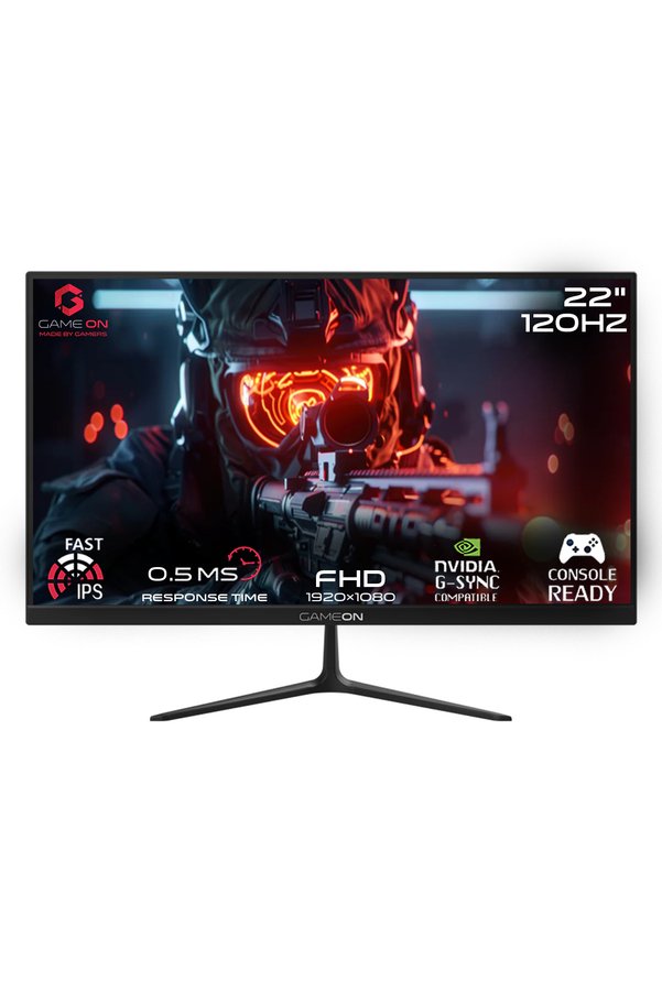 GAMEON GOES22FHD120IPS 22" FHD 120Hz Mprt 0.5ms HDMI 2.1 PS5 Destekli Hızlı IPS Siyah Oyuncu Monitörü