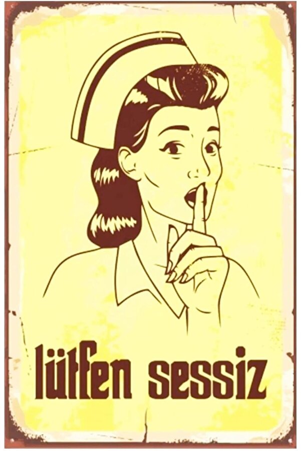 Lütfen Sessi̇z Hemşi̇re Retro Drtr0092 Ahşap Mdf Tablo