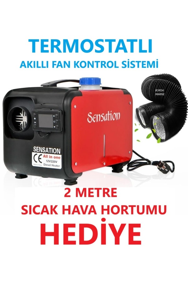 sensatıon 5 Kw Çanta Tipi Webasto Muadili Dizel Isıtıcı 12/24/220v Kırmızı