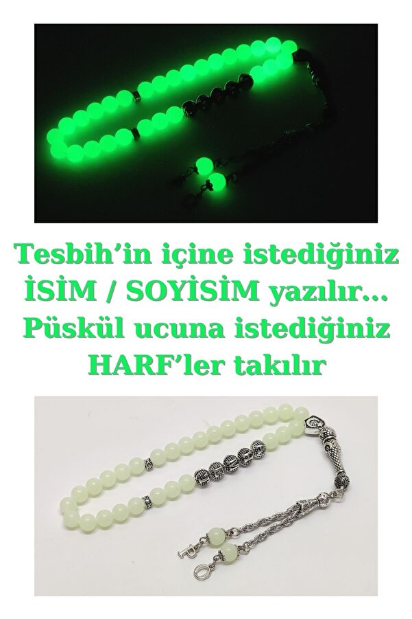 Tesbi̇h Sakarya Ki̇şi̇ye Özel Isi̇mli̇ - Püskül Ucu Harfli̇ - Fosforlu Kedi̇gözü Tesbi̇h