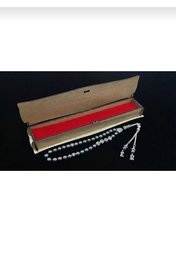 Bellevi̇estore Ki̇şi̇ye Özel Çi̇ft Isi̇mli̇ Tesbi̇h -Hemati̇t Doğal Taş Tesbi̇h -2 Püsküllü Hedi̇ye Tesbi̇h Ahşap Kutuda