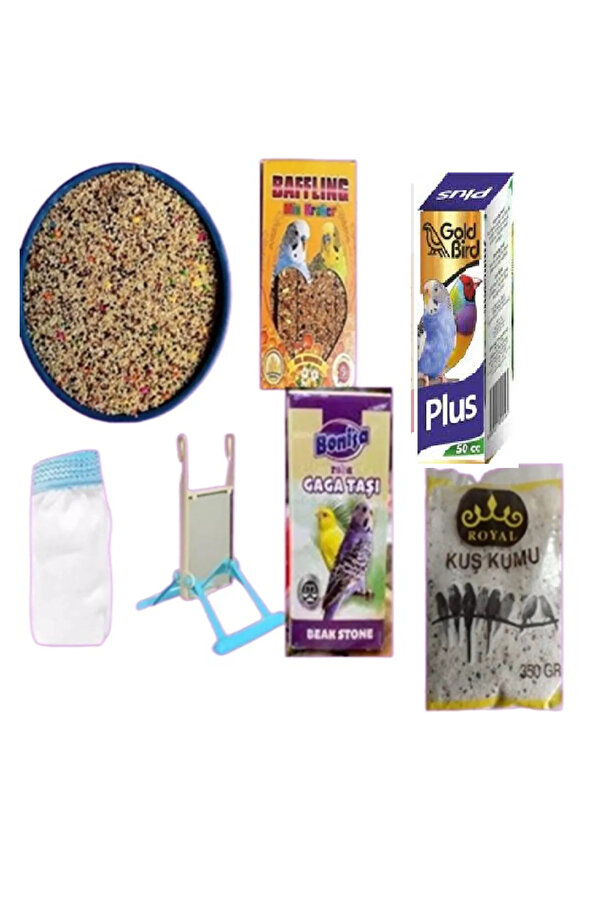 Katzoo Muhabbet Kuşu Besleme Seti̇( Muh. Yemi̇ Açık 2 Kg+ Salıngaç+Kuş Vi̇tami̇ni̇+Kuş Mi̇neral Taş)