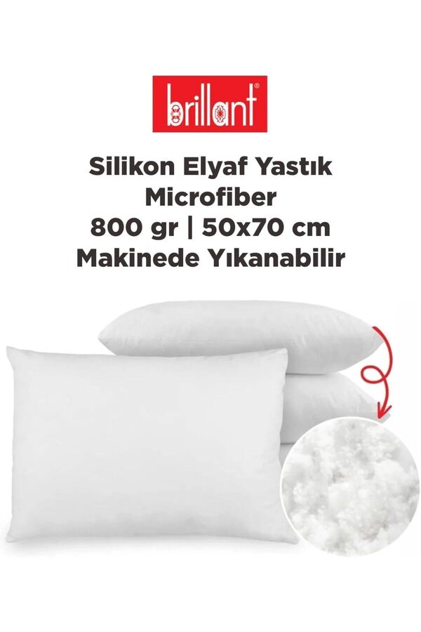 Trendymr Mi̇crofi̇ber Si̇li̇kon Elyaf Yastık 800 Gr | 50X70 | Maki̇nede Yıkanabi̇li̇r Si̇li̇kon Yastık Li̇f
