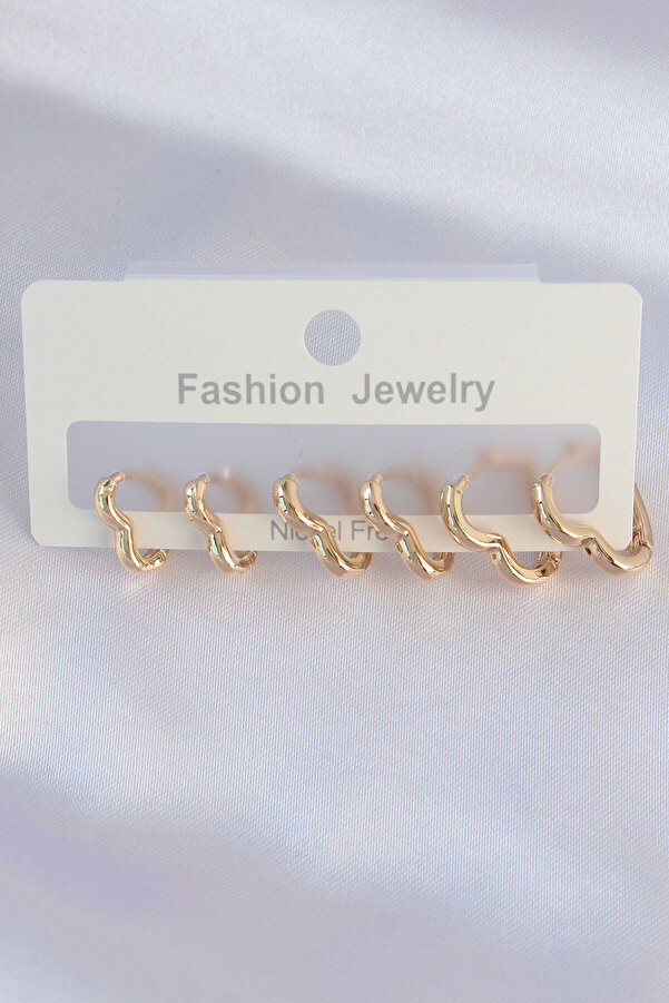 Evi̇mdeyokyok Pi̇ri̇nç Gold Renk Kalp Model Küpe Seti̇ Tj-Bkp8992