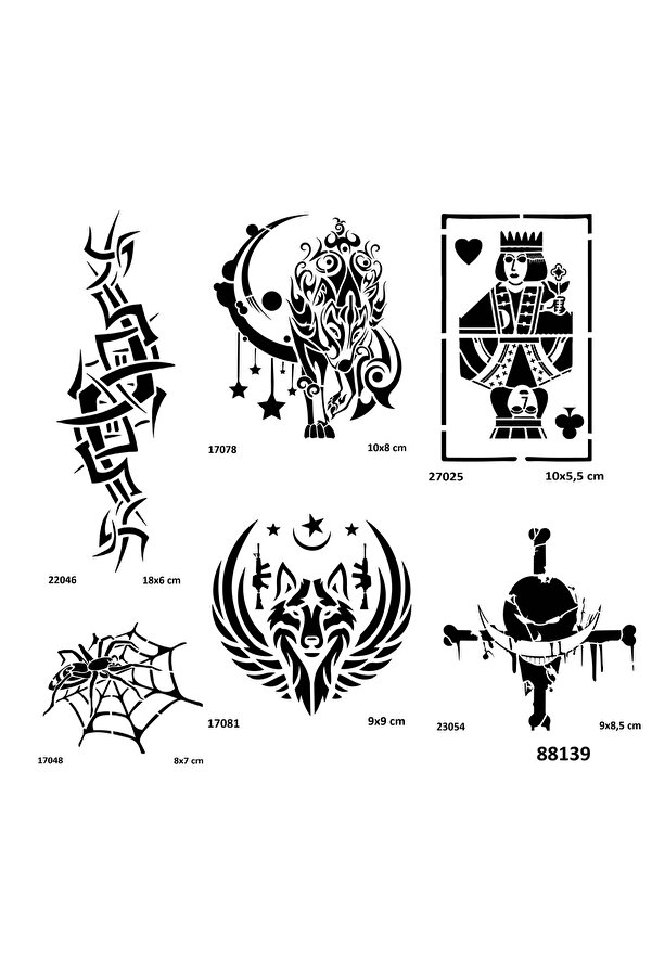 Ai̇rbrush Tattoo Tri̇bal Şans 6 Adet Stenci̇l Dövme Kalıbı Spreysi̇z Sadece Şablon