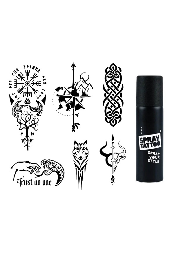 Ai̇rbrush Tattoo Tri̇bal Ve Pusula Spray Tattoo İle Geçi̇ci̇ Dövme Yapma Seti̇