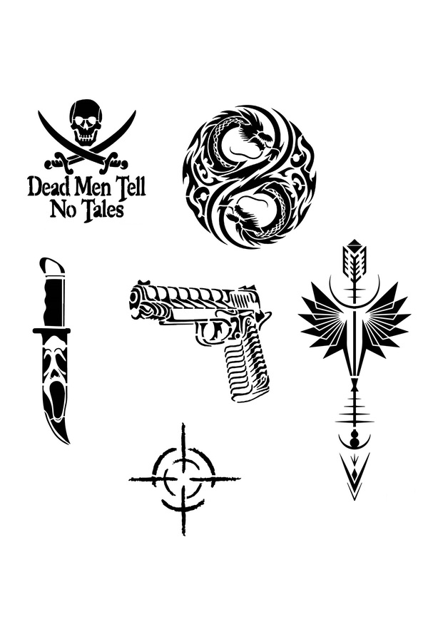 Ai̇rbrush Tattoo Savaş Ve Dragon 6 Adet Stenci̇l Dövme Kalıbı Spreysi̇z Sadece Şablon