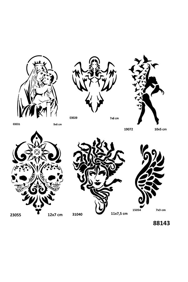 Ai̇rbrush Tattoo Felsefe Ve Mi̇toloji̇ 6 Adet Stenci̇l Dövme Kalıbı Spreysi̇z Sadece Şablon
