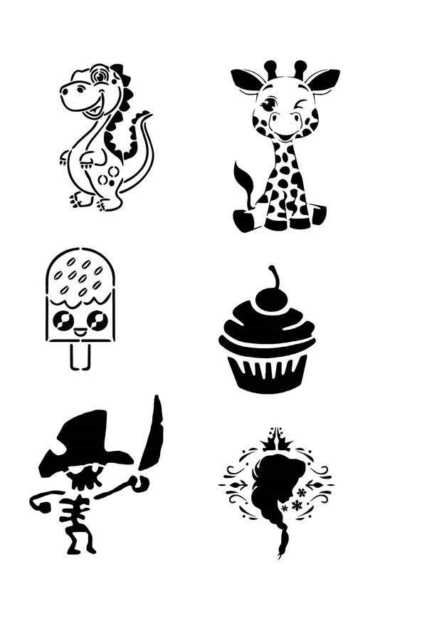 Ai̇rbrush Tattoo Çocuksu Modeller 6 Adet Stenci̇l Dövme Kalıbı Spreysi̇z Sadece Şablon